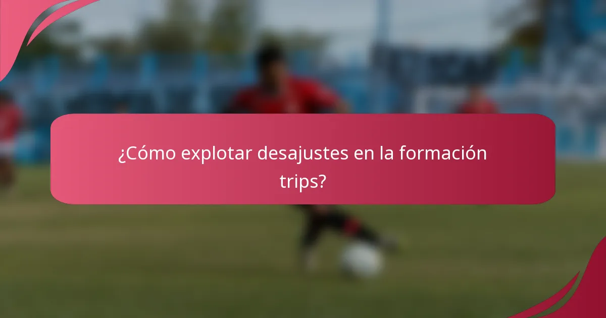 ¿Cómo explotar desajustes en la formación trips?