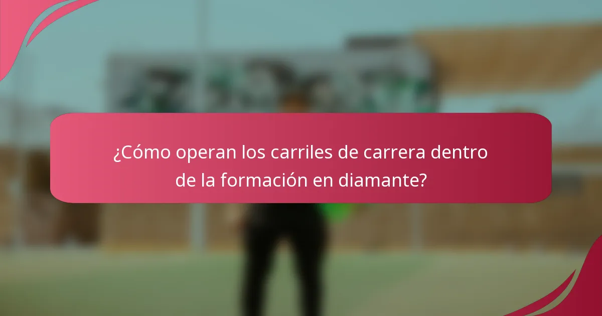 ¿Cómo operan los carriles de carrera dentro de la formación en diamante?