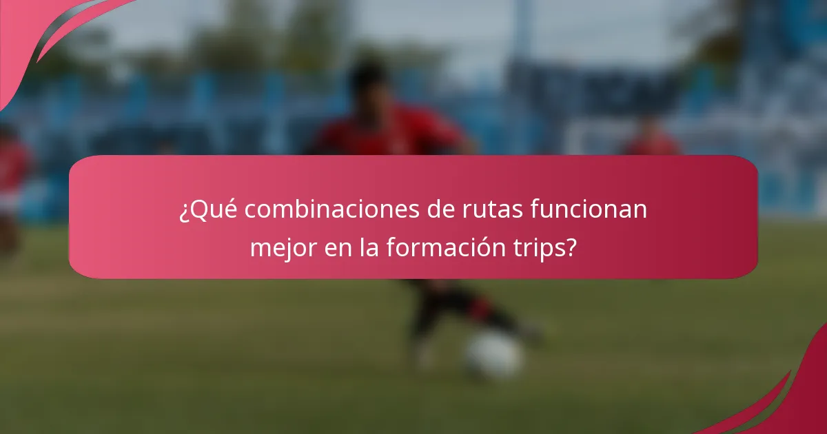 ¿Qué combinaciones de rutas funcionan mejor en la formación trips?